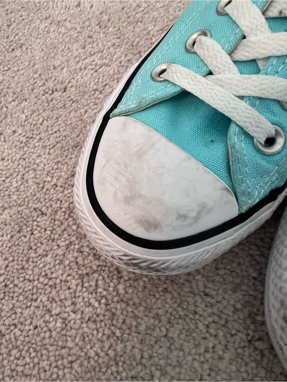 Converse Low Top Sneakers in Aqua Blue with White Accents - Picture 3 of 5